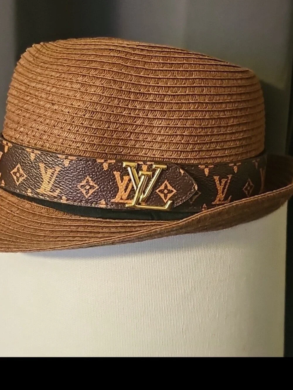 Deghner Inspired Brown Monogram Band Straw Hat